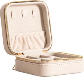 Rinas Ékszertartó doboz csíkos varrással bézs 10,5x10,5x5cm Homla