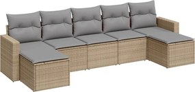 vidaXL 7 részes bézs polyrattan kerti ülőgarnitúra párnákkal