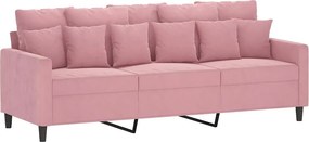 vidaXL 3 személyes rózsaszín bársony kanapé 180 cm