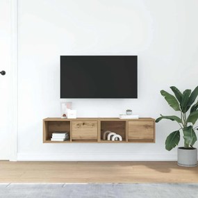 2 db kézműves tölgy szerelt fa TV-szekrény 60x31x25,5 cm