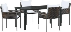 vidaXL Kert étkező szett 5 pcs Barna és fekete PE Rattan