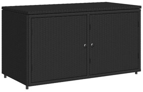fekete polyrattan kerti tárolószekrény 110 x 55 x 60,5 cm