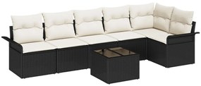 Kerti Kanapé Szett párnával tárolóval 7 pcs Fekete Poli rattan