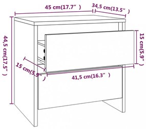 betonszürke forgácslap éjjeliszekrény 45 x 34,5 x 44,5 cm