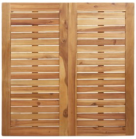 5 Részes Kert Étkező Szett Tömör Akácfából, Kültéri Étkezőasztal 90x90x74,5 cm Tömör Akácfából, Rakásolható Kert Székek 4 db Tömör Akácfából és Fémből