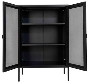 Melbourne vitrin, fekete fém, 2 hálós ajtó, 80x40x120 cm