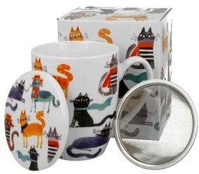 Cicás porcelán bögre tetővel fém szűrővel 360 ml