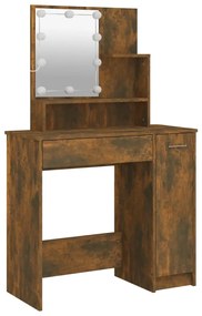 Füstös tölgyszínű LED-es fésülködőasztal 86,5 x 35 x 136 cm