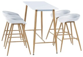 Bárasztal, fehér/bükk, MDF/fém, 110x50 cm, DORTON