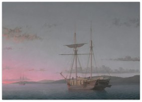 Kép - Fitz Henry Lane, Lumber Schooners at Evening on Penobscot Bay, reprodukciók (70x50 cm)