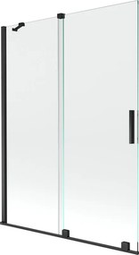 Mexen Velar 2-szárnyas, toló, 130 x 150 cm-es, átlátszó, fekete kádparaván - 896-130-000-01-70
