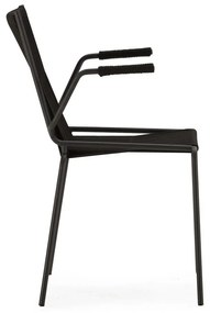 Fekete fém karfás-rakásolható étkezőszék szett 2 db-os Emily – Marckeric