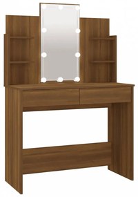 Barna tölgyszínű led-es fésülködőasztal 96 x 40 x 142 cm