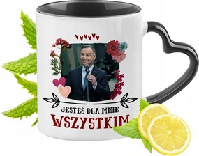 Andzej Duda PiS Fekete Bögre Szív Alakú Füllel Ajándék
