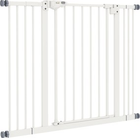 PawHut Kutya és Háziállat Kapu 2 Bővítéssel, Szélessége 100 cm-ig Állítható, Automatikus Záródás, Fehér | Aosom