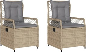 vidaXL 2 db bézs polyrattan dönthető kerti szék
