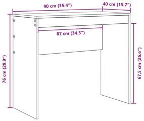 vidaXL Íróasztal Fekete tölgy Tervezett fa 90 x 40 x 76 cm Íróasztal