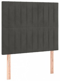sötétszürke bársony LED-es fejtámla 100x5x118/128 cm