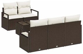 vidaXL Kanapé Szett 6 pcs Barna és Krém polirattan