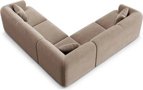 Világosbarna bársony sarokkanapé Campi – Cosmopolitan Design