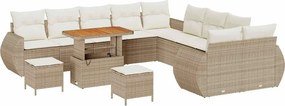 vidaXL Kerti Kanapé Szett 13 pcs Bézs polirattan
