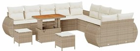 vidaXL Kerti Kanapé Szett 13 pcs Bézs polirattan