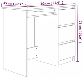 betonszürke szerelt fa íróasztal 90 x 45 x 76 cm