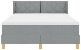 Boxspring Ágy Matraccal Világosszürkében, 140 x 200 cm, Szövet.