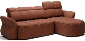 Terrakotta színű bársony kinyitható-tárolóhelyes sarokkanapé (jobb oldali-heverő résszel) Beneth – ELTAP