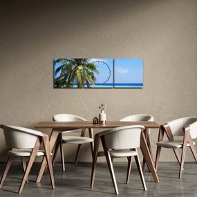 Pálmafák a strandon képe (órával) (90x30 cm)
