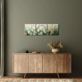 Kép - Arany-zöld levelek (órával) (90x30 cm)