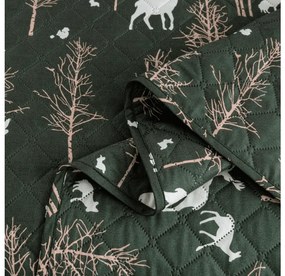 Ágytakaró OAK DEER mintával, sötétzöld Méret: 170 x 210 cm