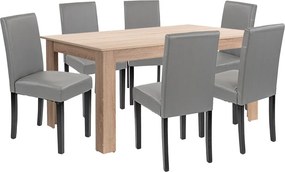 Leon 6+1 étkező garnitúra sonoma tölgy-szürke