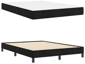 Boxspring ágy matraccal matracmal Fekete 140 x 200 cm Bársony