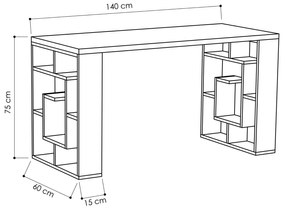 Íróasztal Maze - White, Oak