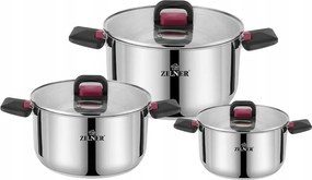 Zilner Rozsdamentes acél edénykészlet 3 db-os üvegfedővel