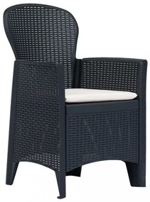 3-részes antracitszürke rattan jellegű műanyag bisztrószett