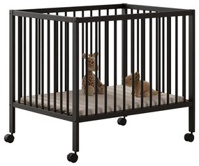 Antracitszürke bükkfa járóka állítható magassággal-gurulós 95x75 cm Dino – Vipack