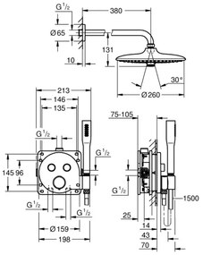 GROHE 34878000 - PRECISION SMARTCONTROL 260 mm zuhanyrendszer, fényes króm