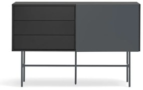 Fekete-antracitszürke alacsony komód tolóajtóval 140x91 cm Nube – Teulat