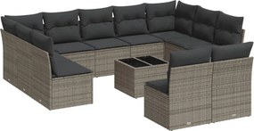 vidaXL 12 részes szürke polyrattan kerti ülőgarnitúra párnákkal