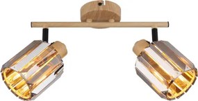 Globo 80040246 Fali spotlámpa, fém fa megjelenésű, füstszínű K5 kristályok, HxSzxM: 330x90x150mm, 2x E14 40W 230V izzók nélkül