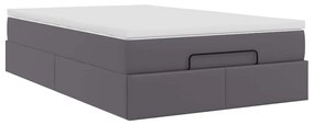 Ottomán ágykeret matraccal Szürke 120x200cm műbőrrel