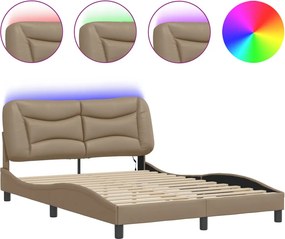vidaXL cappuccino színű ágykeret LED-ekkel matrac nélkül Hvar 120 x 200 cm