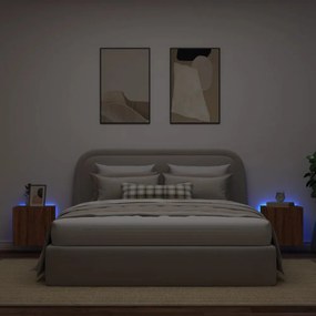2 db barna tölgyszínű fali TV-szekrény LED-del 40,5x35x40 cm