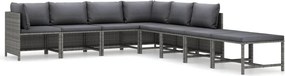 vidaXL 8 részes szürke polyrattan kerti bútorszett párnákkal