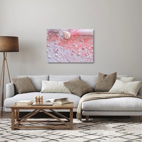 Kép - Tengerparti hangulat rózsaszín árnyalatokban (üvegen) (70x50 cm)