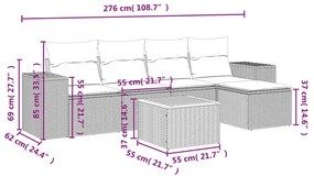 6 részes szürke polyrattan kerti ülőgarnitúra párnákkal