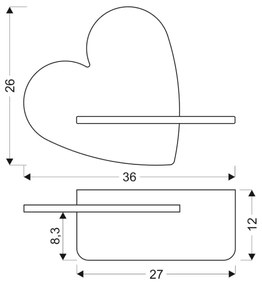 LED gyerekszoba falilámpa polccal HEART LED/5W/230V rózsaszín/fa