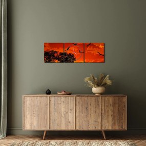 Madarak képe naplementekor (órával) (90x30 cm)